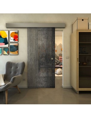 Glasschiebetür ECO-LINE - Fineprint Model 050 Schwarz auf Klarglas