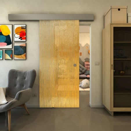 Glasschiebetür ECO-LINE - Fineprint Model 050 Gold auf Klarglas