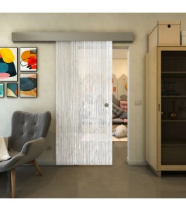 Glasschiebetür ECO-LINE - Fineprint Model 050 Weiss auf Klarglas