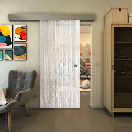 Glasschiebetür ECO-LINE - Fineprint Model 050 Weiss auf Klarglas