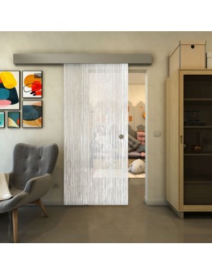 Glasschiebetür ECO-LINE - Fineprint Model 050 Weiss auf Klarglas