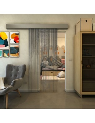 Glasschiebetür ECO-LINE - Fineprint Model 052 Schwarz auf Klarglas