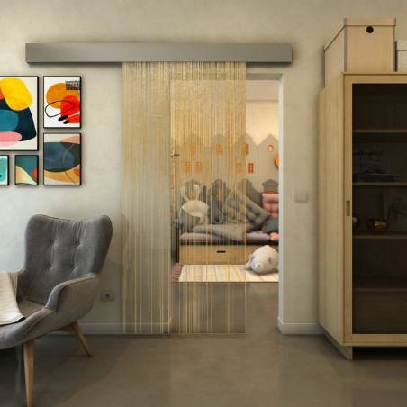 Glasschiebetür ECO-LINE - Fineprint Model 052 Gold auf Klarglas