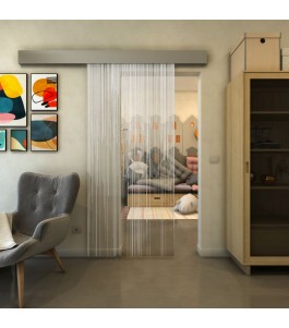 Glasschiebetür ECO-LINE - Fineprint Model 052 Weiss auf Klarglas