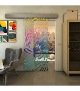 Glasschiebetür ECO-LINE - Fineprint Model 057 Verlauf auf Klarglas