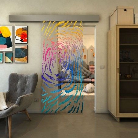 Glasschiebetür ECO-LINE - Fineprint Model 057 Verlauf auf Klarglas