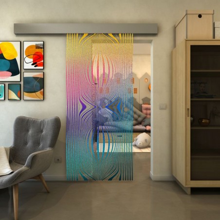 Glasschiebetür ECO-LINE - Fineprint Model 058 Verlauf auf Klarglas