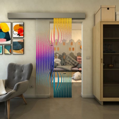 Glasschiebetür ECO-LINE - Fineprint Model 059 Verlauf auf Klarglas