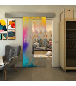 Glasschiebetür ECO-LINE - Fineprint Model 061 Verlauf auf Klarglas