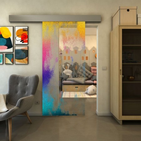 Glasschiebetür ECO-LINE - Fineprint Model 061 Verlauf auf Klarglas