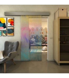 Glasschiebetür ECO-LINE - Fineprint Model 062 Verlauf auf Klarglas