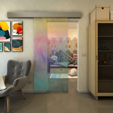 Glasschiebetür ECO-LINE - Fineprint Model 062 Verlauf auf Klarglas