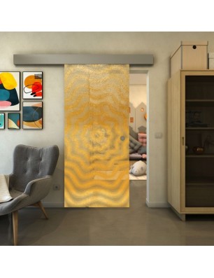 Glasschiebetür ECO-LINE - Fineprint Model 064 Gold auf Klarglas