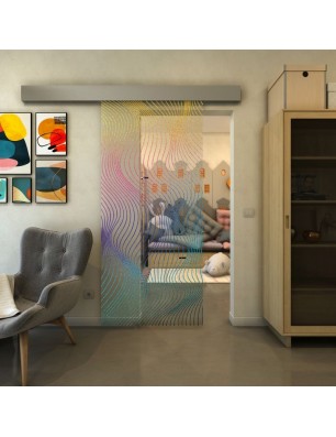 Glasschiebetür ECO-LINE - Fineprint Model 066 Verlauf auf Klarglas