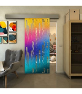 Glasschiebetür ECO-LINE - Fineprint Model 067 Verlauf auf Klarglas