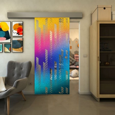 Glasschiebetür ECO-LINE - Fineprint Model 067 Verlauf auf Klarglas