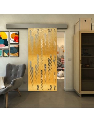 Glasschiebetür ECO-LINE - Fineprint Model 067 Gold auf Klarglas