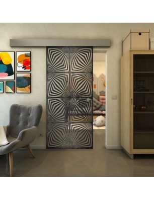 Glasschiebetür ECO-LINE - Fineprint Model 069 Schwarz auf Klarglas