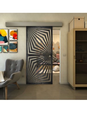 Glasschiebetür ECO-LINE - Fineprint Model 070 Schwarz auf Klarglas