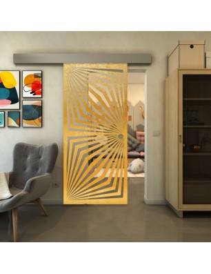 Glasschiebetür ECO-LINE - Fineprint Model 070 Gold auf Klarglas