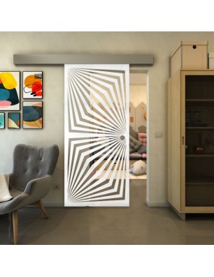 Glasschiebetür ECO-LINE - Fineprint Model 070 Weiss auf Klarglas