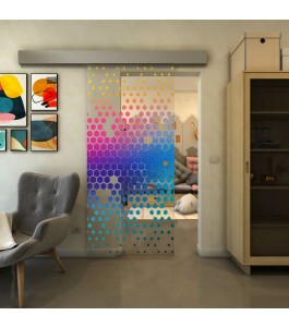 Glasschiebetür ECO-LINE - Fineprint Model 072 Verlauf auf Klarglas
