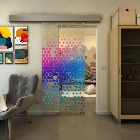 Glasschiebetür ECO-LINE - Fineprint Model 072 Verlauf auf Klarglas