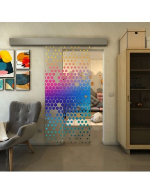 Glasschiebetür ECO-LINE - Fineprint Model 072 Verlauf auf Klarglas