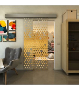 Glasschiebetür ECO-LINE - Fineprint Model 072 Gold auf Klarglas