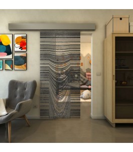 Glasschiebetür ECO-LINE - Fineprint Model 073 Schwarz auf Klarglas