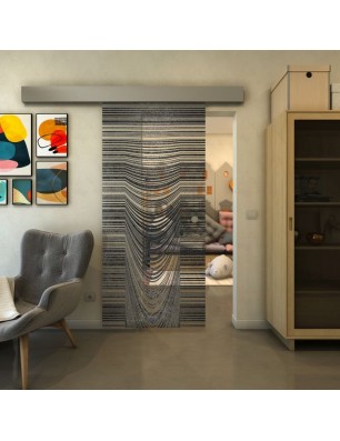 Glasschiebetür ECO-LINE - Fineprint Model 073 Schwarz auf Klarglas