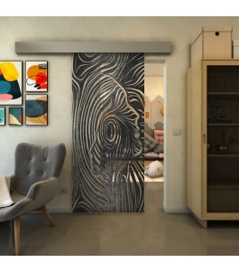 Glasschiebetür ECO-LINE - Fineprint Model 074 Schwarz auf Klarglas