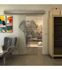Glasschiebetür ECO-LINE - Fineprint Model 078 Schwarz auf Klarglas
