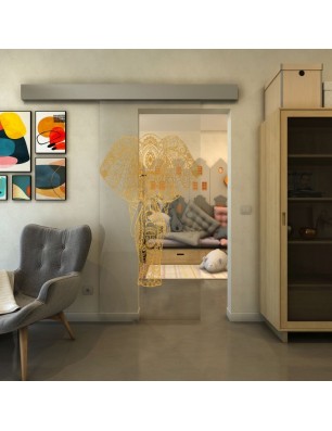 Glasschiebetür ECO-LINE - Fineprint Model 078 Gold auf Klarglas