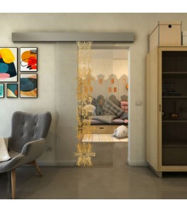 Glasschiebetür ECO-LINE - Fineprint Model 081 Gold auf Klarglas