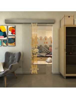 Glasschiebetür ECO-LINE - Fineprint Model 081 Gold auf Klarglas