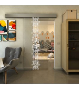 Glasschiebetür ECO-LINE - Fineprint Model 081 Weiss auf Klarglas