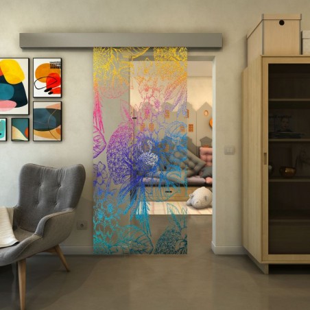 Glasschiebetür ECO-LINE - Fineprint Model 083 Verlauf auf Klarglas