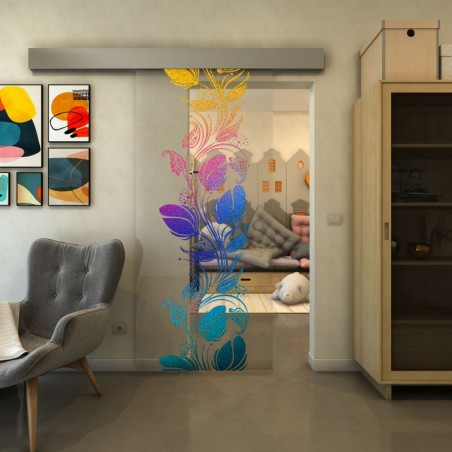 Glasschiebetür ECO-LINE - Fineprint Model 086 Verlauf auf Klarglas