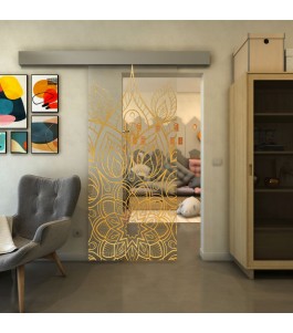 Glasschiebetür ECO-LINE - Fineprint Model 089 Gold auf Klarglas
