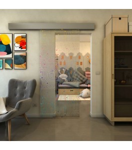 Glasschiebetür ECO-LINE - Fineprint Model 090 Verlauf auf Klarglas