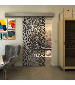 Glasschiebetür ECO-LINE - Fineprint Model 093 Schwarz auf Klarglas