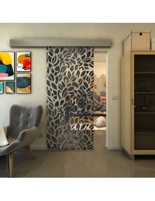 Glasschiebetür ECO-LINE - Fineprint Model 093 Schwarz auf Klarglas
