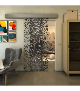 Glasschiebetür ECO-LINE - Fineprint Model 094 Schwarz auf Klarglas