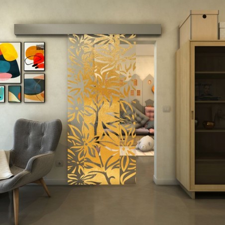 Glasschiebetür ECO-LINE - Fineprint Model 094 Gold auf Klarglas
