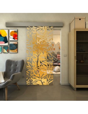 Glasschiebetür ECO-LINE - Fineprint Model 094 Gold auf Klarglas