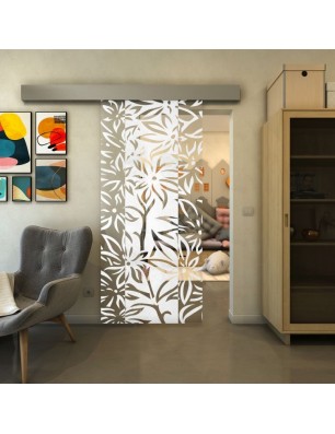 Glasschiebetür ECO-LINE - Fineprint Model 094 Weiss auf Klarglas