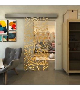 Glasschiebetür ECO-LINE - Fineprint Model 095 Gold auf Klarglas