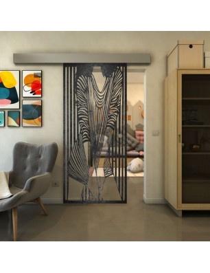 Glasschiebetür ECO-LINE - Fineprint Model 097 Schwarz auf Klarglas
