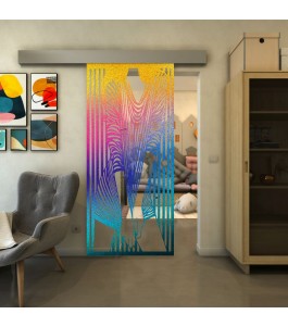 Glasschiebetür ECO-LINE - Fineprint Model 097 Verlauf auf Klarglas
